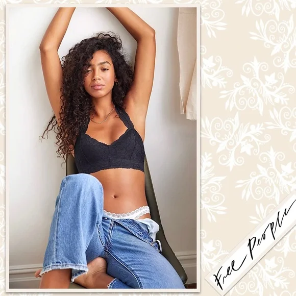 Free People Galloon Lace Raceback Bralette in Black - Picture 5 of 13